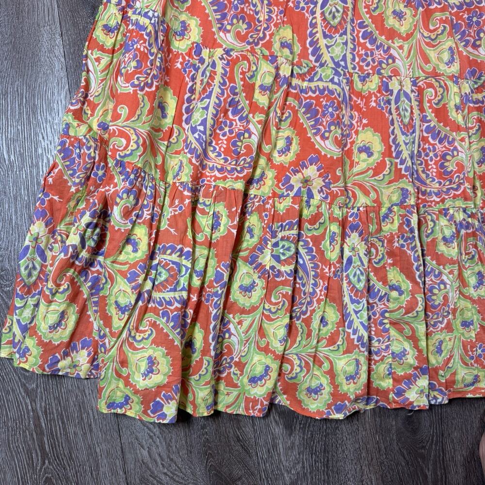 Ralph Lauren Orange Paisley Tiered Maxi Full Skirt Women's Boho Cottagecore SZ M - Picture 11 of 12